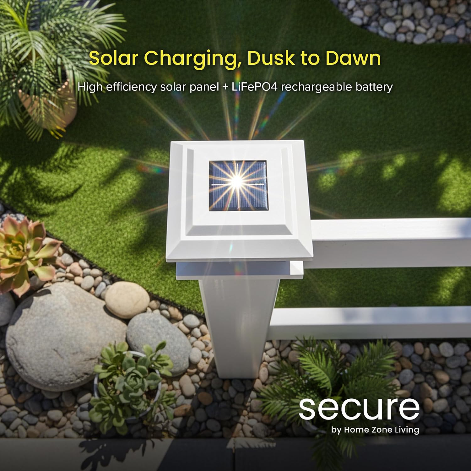 Home Zone Living 4PK Crown Solar Post Cap Light, White, fits 5.5"x5.5" Post image 5