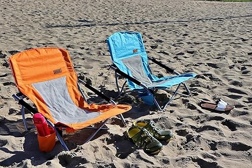 Miniatura 7 de Nice C Silla plegable de camping de playa baja silla ultraligera con soporte para tazas y bolsa de transporte compacta y resistente al aire libre