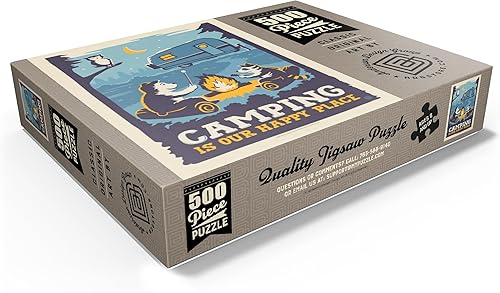 Miniatura 3 de MyPuzzle Camping is Our Happy Place! (Cartoon Critters), póster vintage, rompecabezas prémium de 500 piezas para adultos
