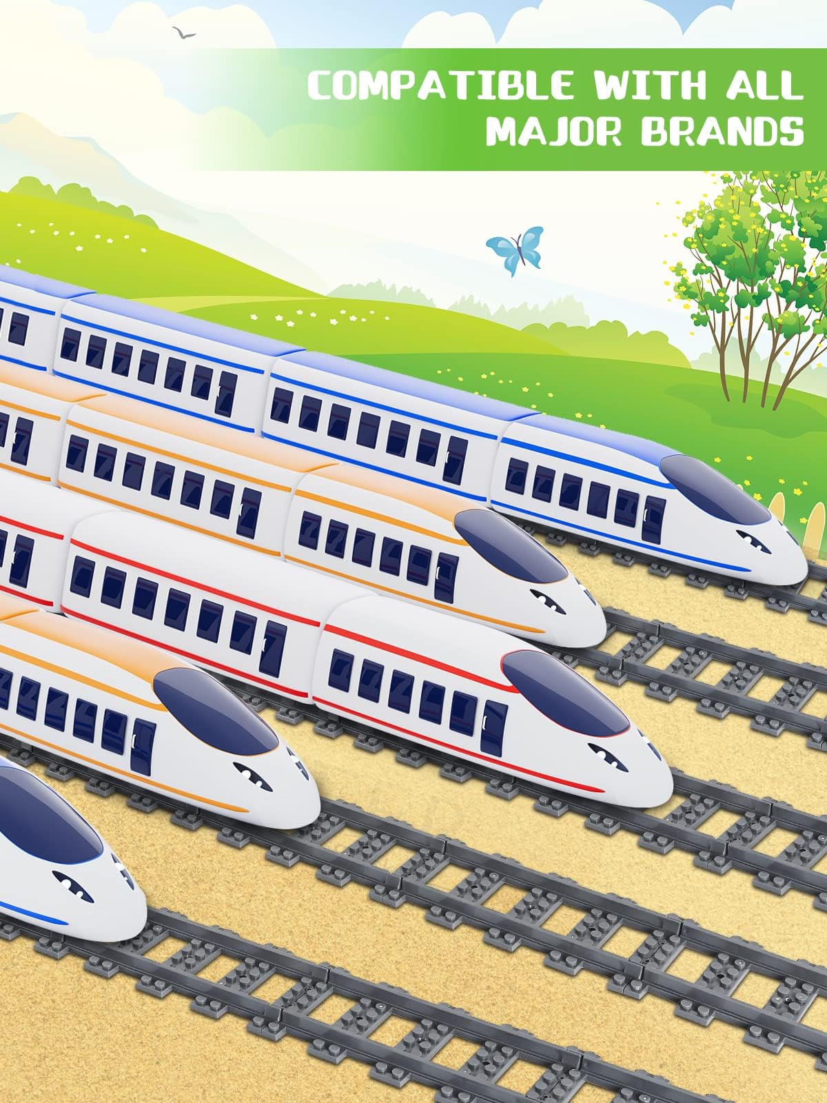 Set di binari per treno City – 33binari per treno City per Train, set di espansione per binari compatibili con il leader di mercato, giocattoli per raailway Rails per ragazze e ragazzi