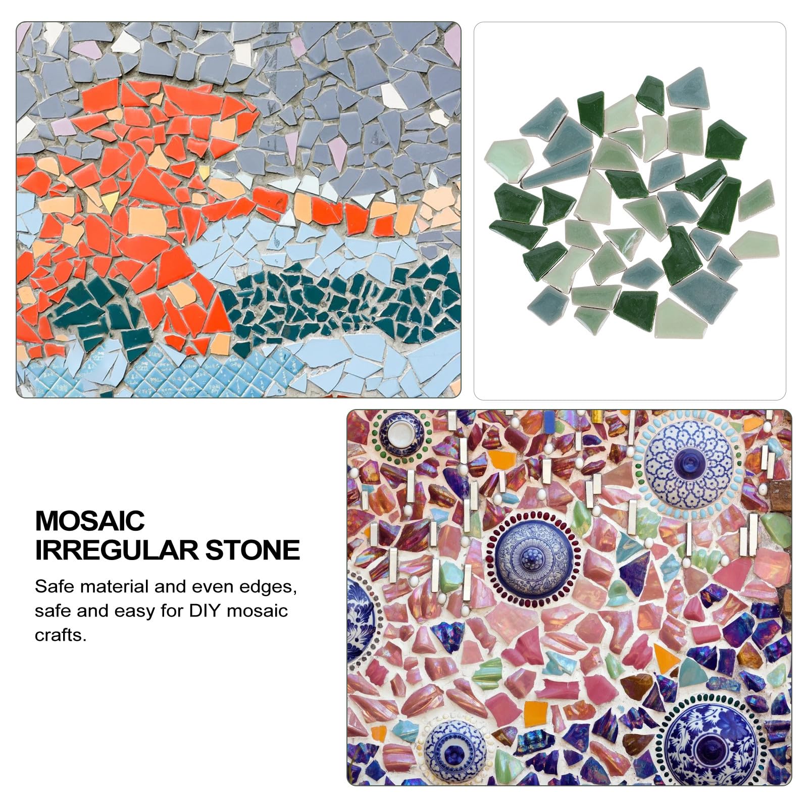 Artibetter Piastrelle di Mosaico Fai da Te 500g in Ceramica Bordi Uniformi e Aspetto Irregolare, Materiale Sicuro per Decorazioni Artistiche a Casa o Giardino