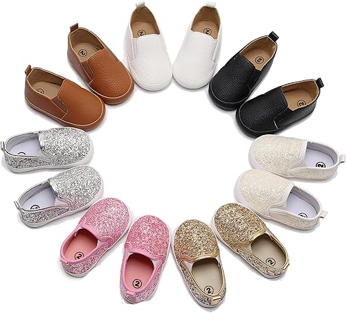 Miniatura 7 de HONGTEYA Zapatos de bebé para bebés, niños y niñas, zapatos de cuna para bebés, mocasines para niños pequeños