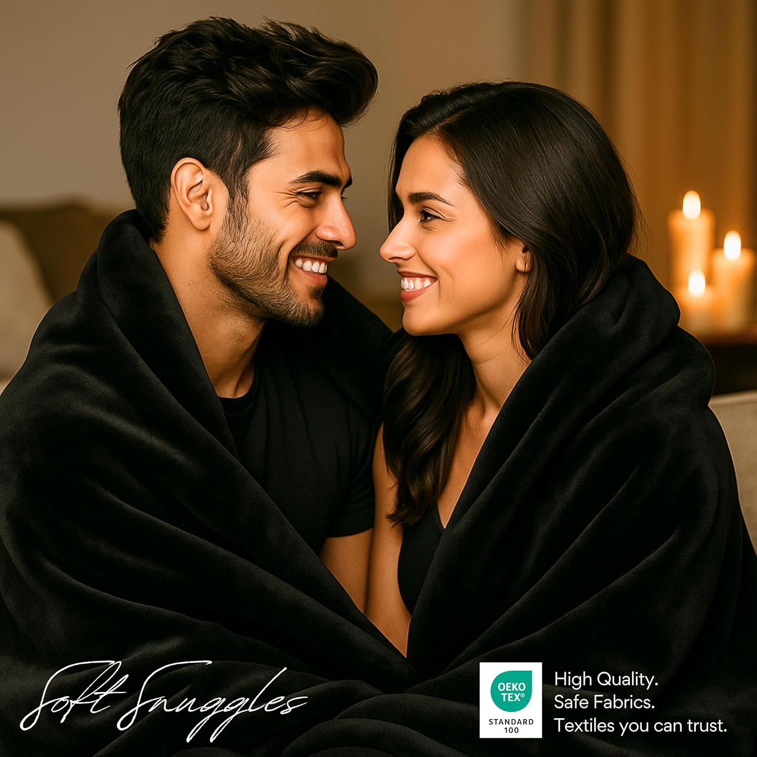 Waterproof Blanket King Size, Black & Gray 82x82"- Water Proof and Stain Resistant Blankets for Couples Bed Intimacy, Fleece Moisture Absorbent, Layered Sheet Protector, Leakproof Protective Top Cover - Image 9