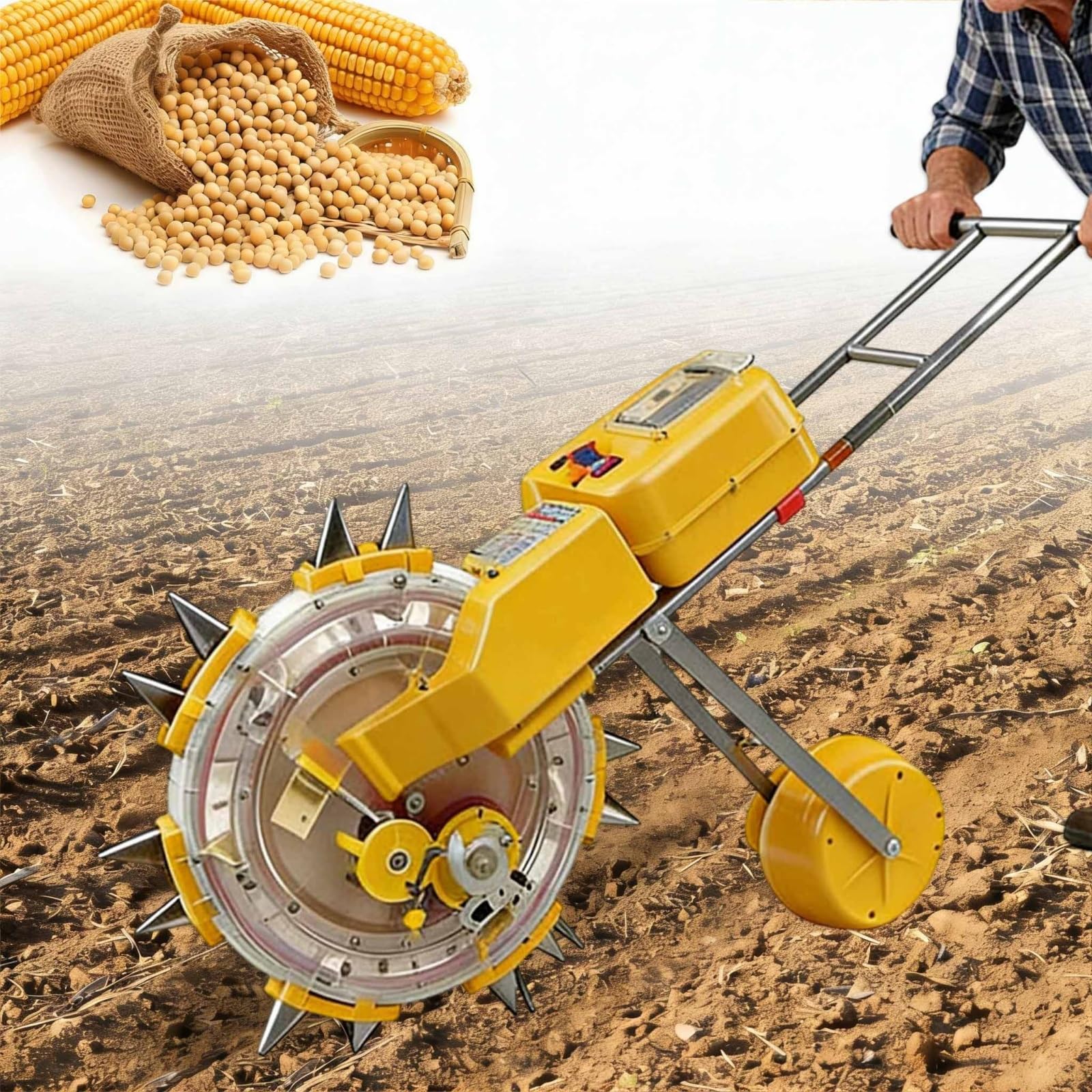 Seminatrice manuale a mano, con 5-8 ugelli regolabili, attrezzo per la semina di precisione, applicatore di fertilizzante per arachidi, mais, soia e piselli