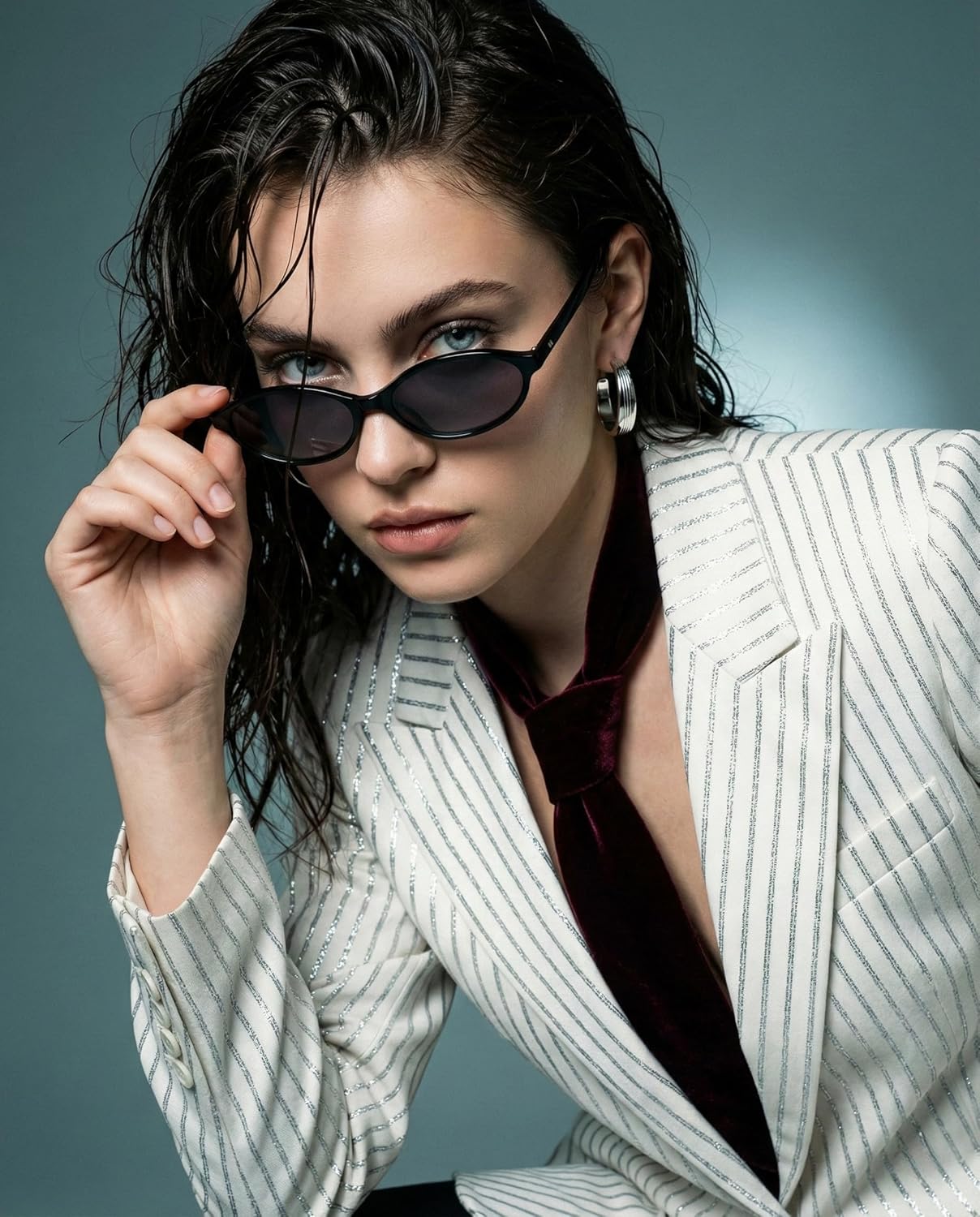 Polarized Retro Oval Sunglasses for Women Men 90s 80s Narrow Cat Eye Sun Glasses Y2K AR82382 - Image 3