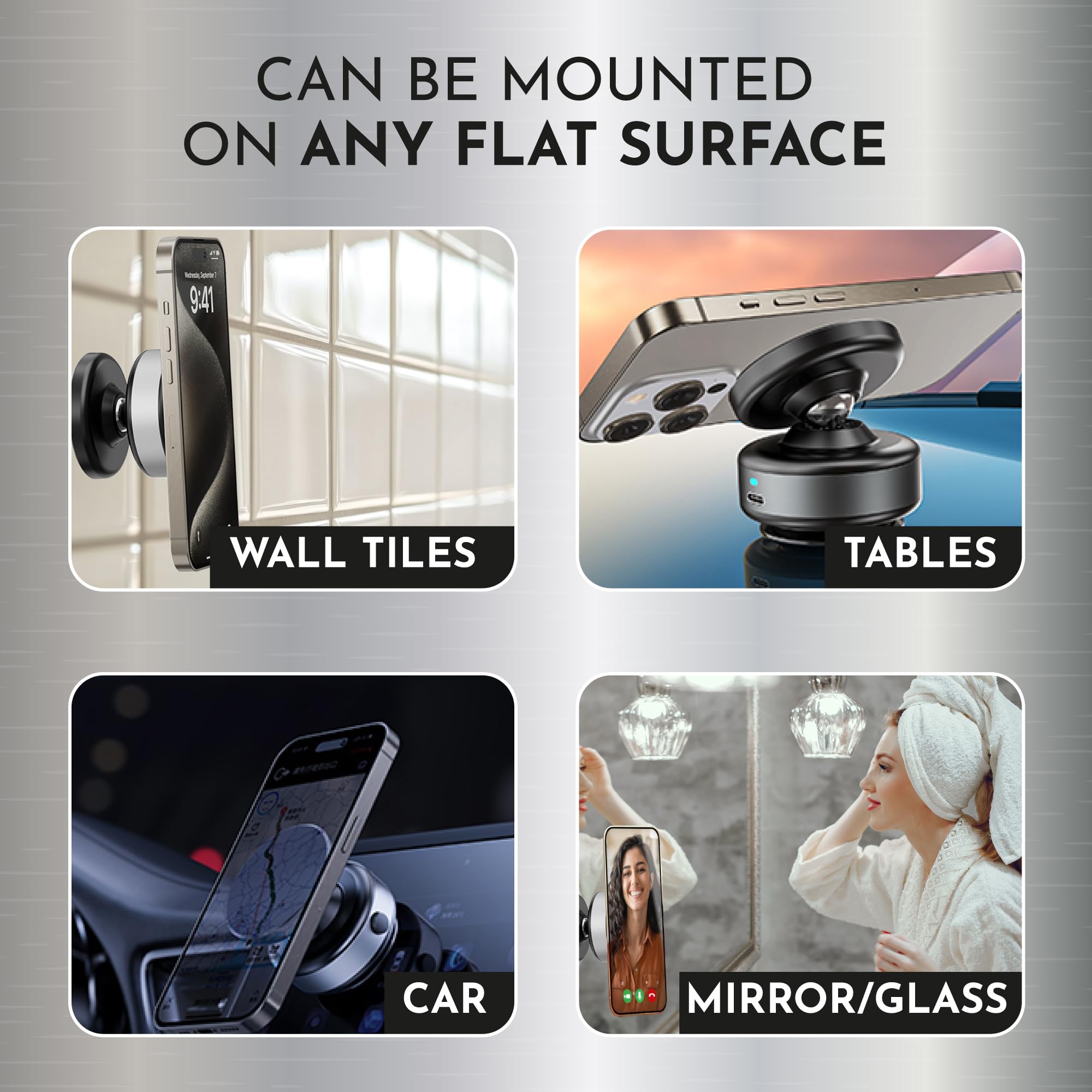 SUNGUY Support Téléphone Voiture Gel Ventouse à Vide Magnétique