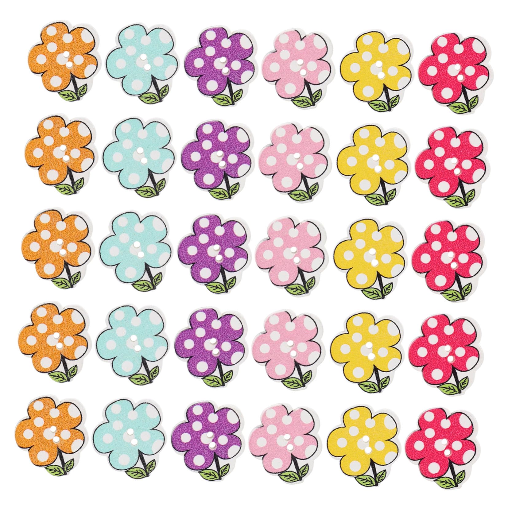 Amazon | iplusmile 100個 花の木製ボタン キッズボタン ノベルティ  
