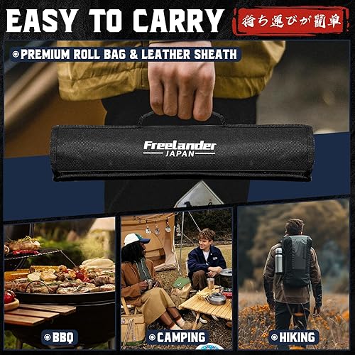 Miniatura 7 de Freelander Juego de cuchillos de carnicero de 3 piezas para cortar carne, juego de cuchillos de chef afilados aptos para lavavajillas con bolsa de