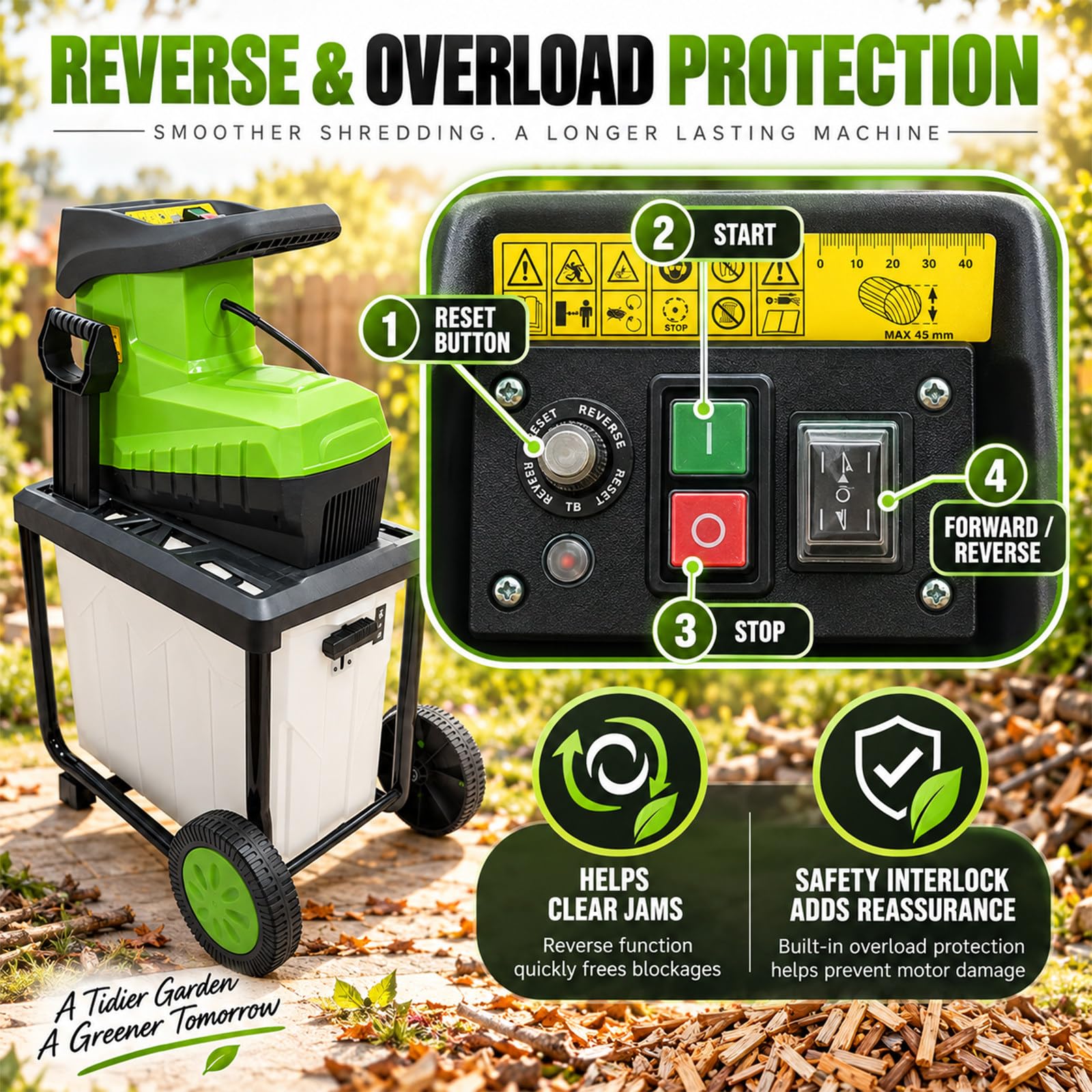 Broyeur Électrique Avec Marche Arrière Et Protection Anti-Surcharge