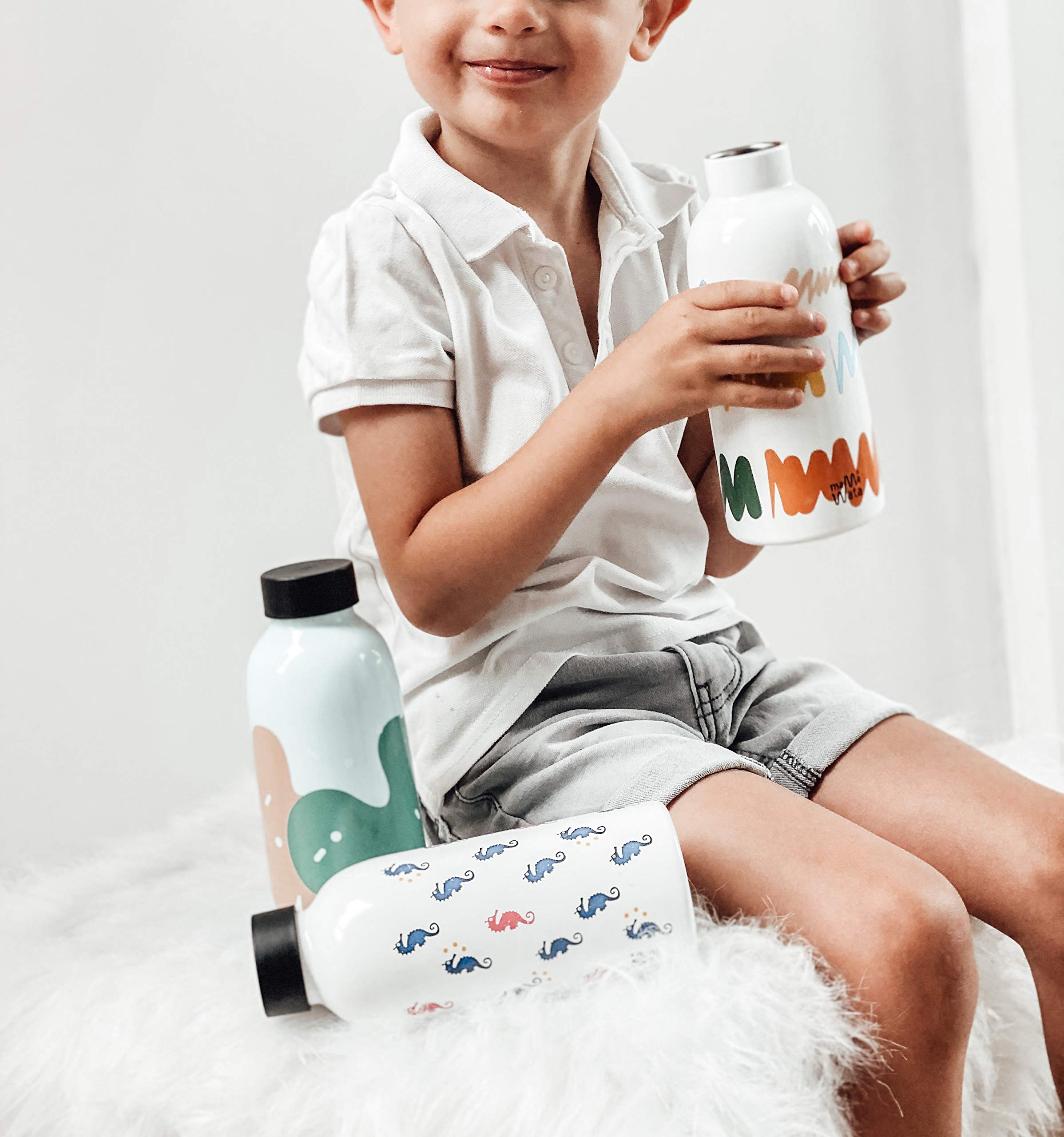 Borraccia Termica 470 ml in Acciaio Inox, Bottiglia Termica 24h Cold 12h Hot Ermetica, Borraccia Personalizzata Hearts, Borracce Termiche Bambini Ragazzi Adulti, BPA Plastic-Free 18,5H cm