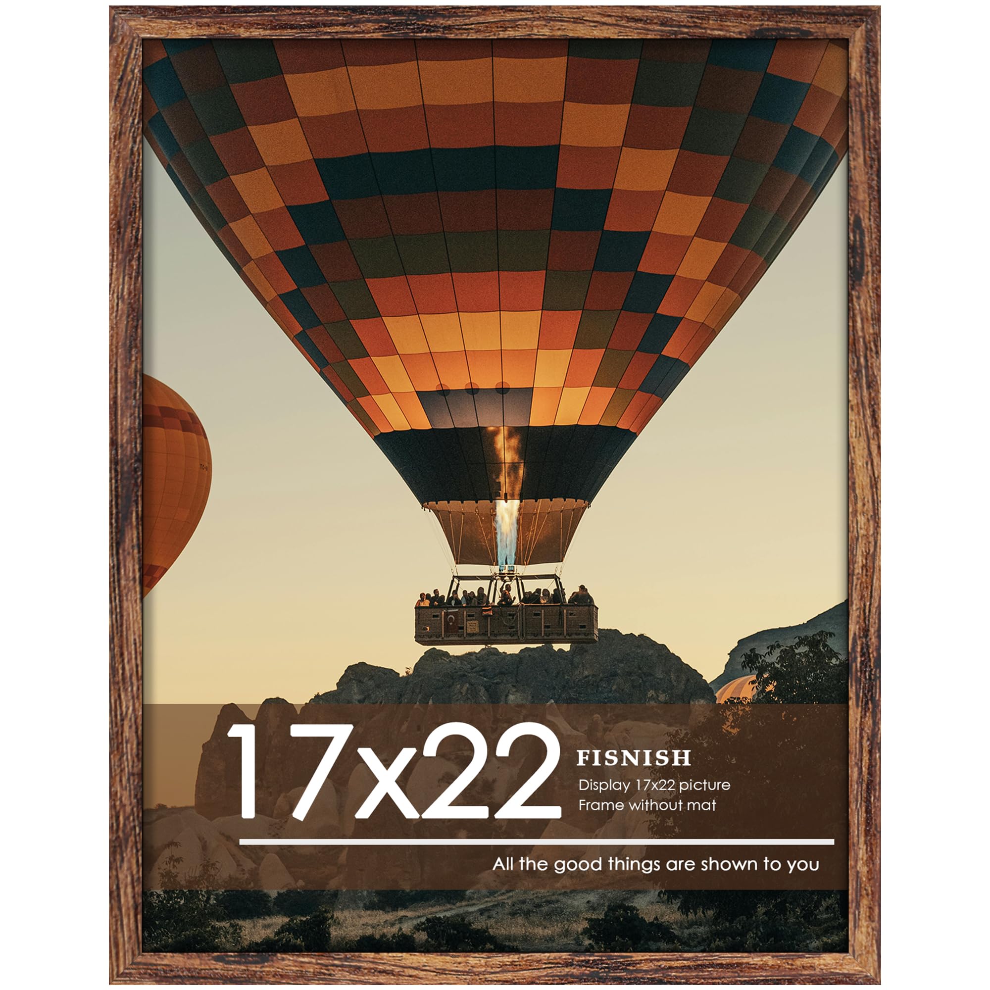 17x22 Picture Frame, Classic Brown 17 x 22 Poster Frame for Horizontal or Vertical Wall Mounting, 1 Pack