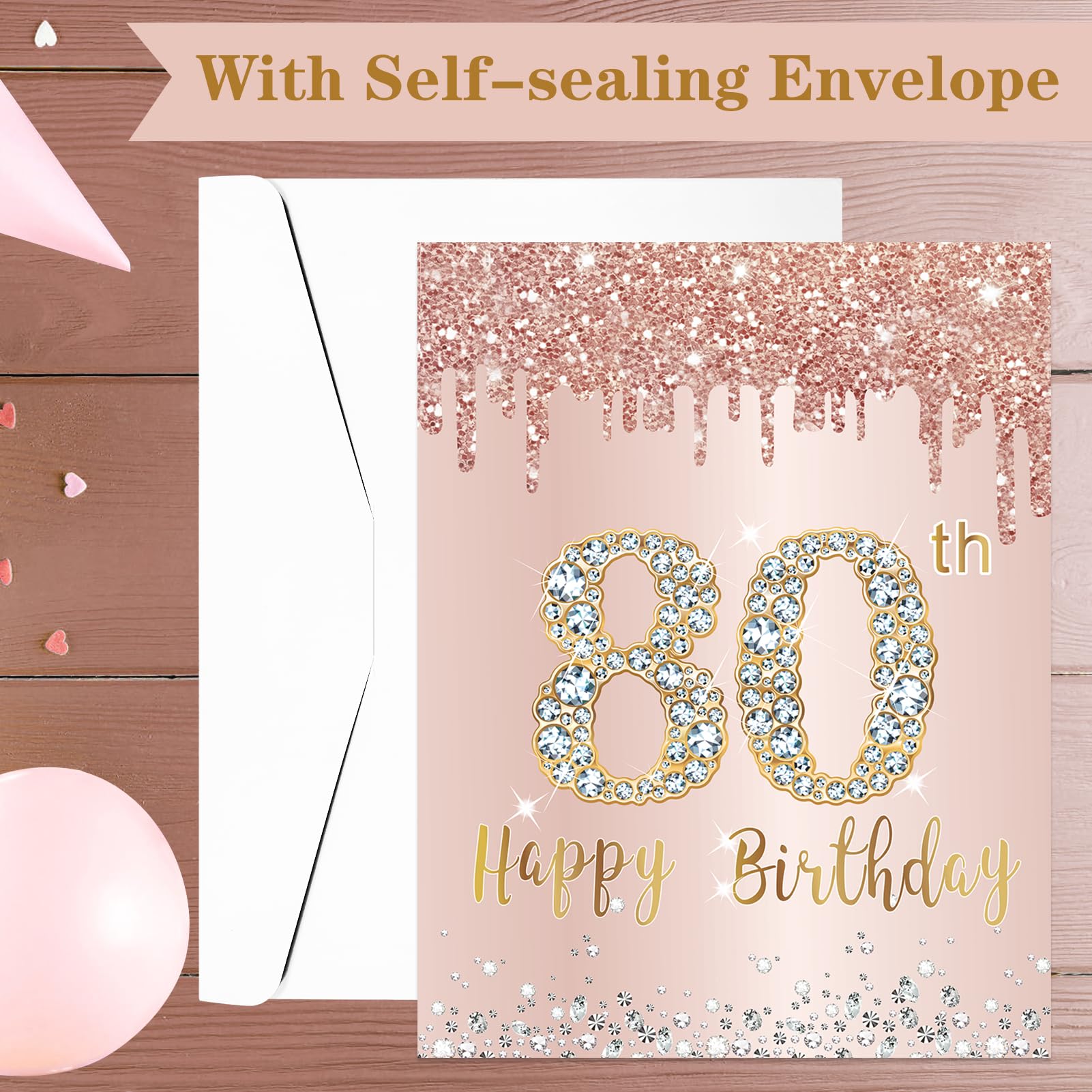 80th Birthday Card - Extra Large 8.5x11 Inch Milestone Greeting With Envelope
