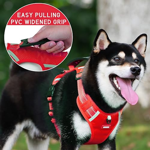 Miniatura 2 de Arnés para perro ajustable, reflectante, acolchado suave, sin tirones, con arnés de chaleco para perro pequeño, mediano y grande, con asa de fácil