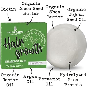 Hair Thickness Maximizer Hair Growth Shampoo Bar with Biotin. USA Made