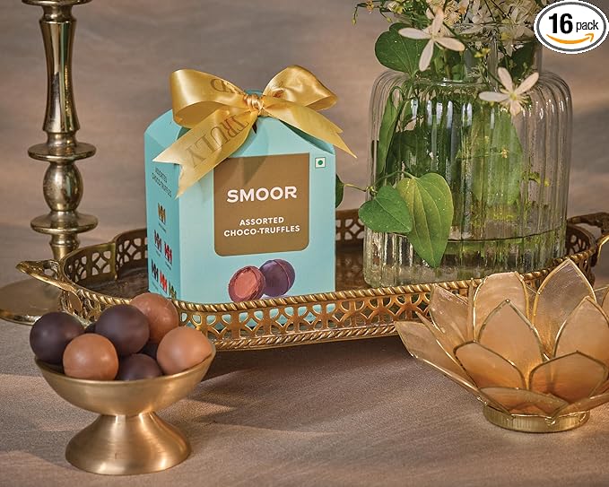 SMOOR Assorted Choco Truffles Box | Premium Chocolate Gift Box | Luxury Gift Hamper For Birthday, Anniversary, Mother's Day, Dussehra, Diwali, Bhai dooj & Special Occasions | Box of 16 (224g)