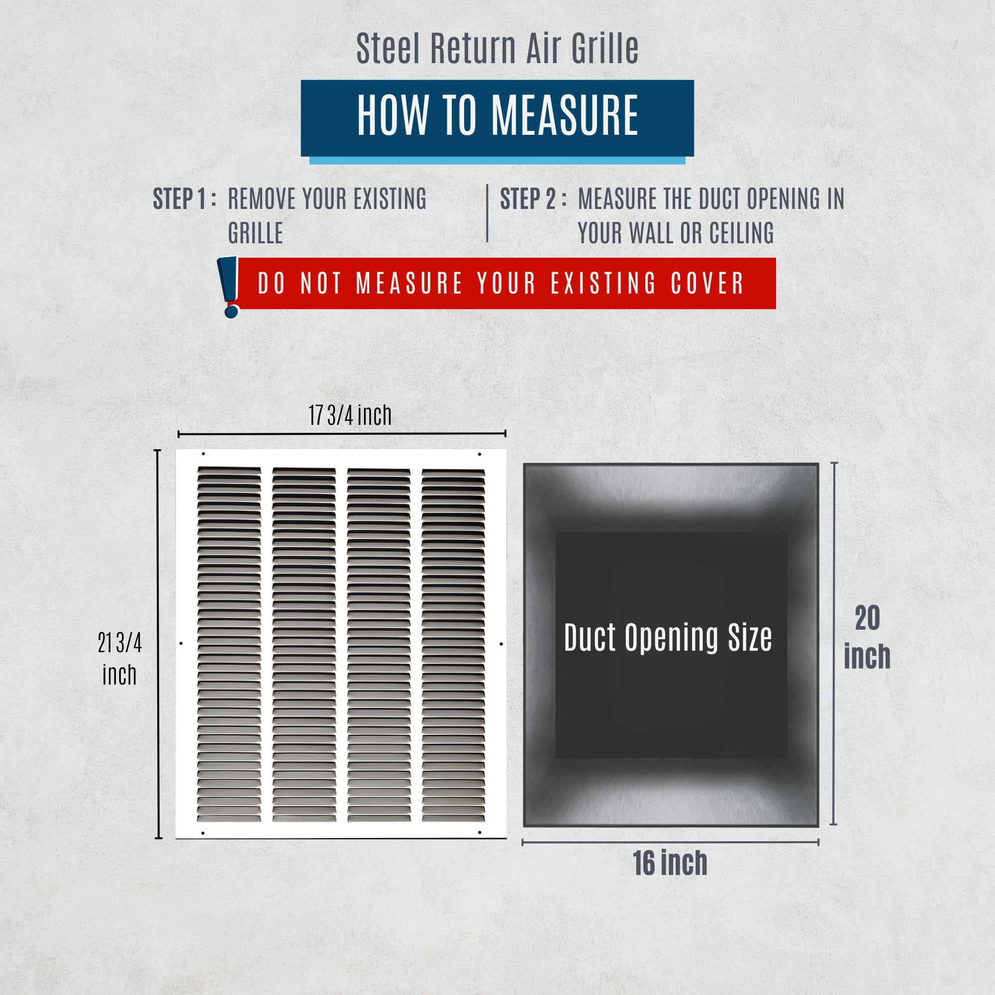 Fits 16x20 Duct Opening | Steel Return Air Grille by Handua | Vent