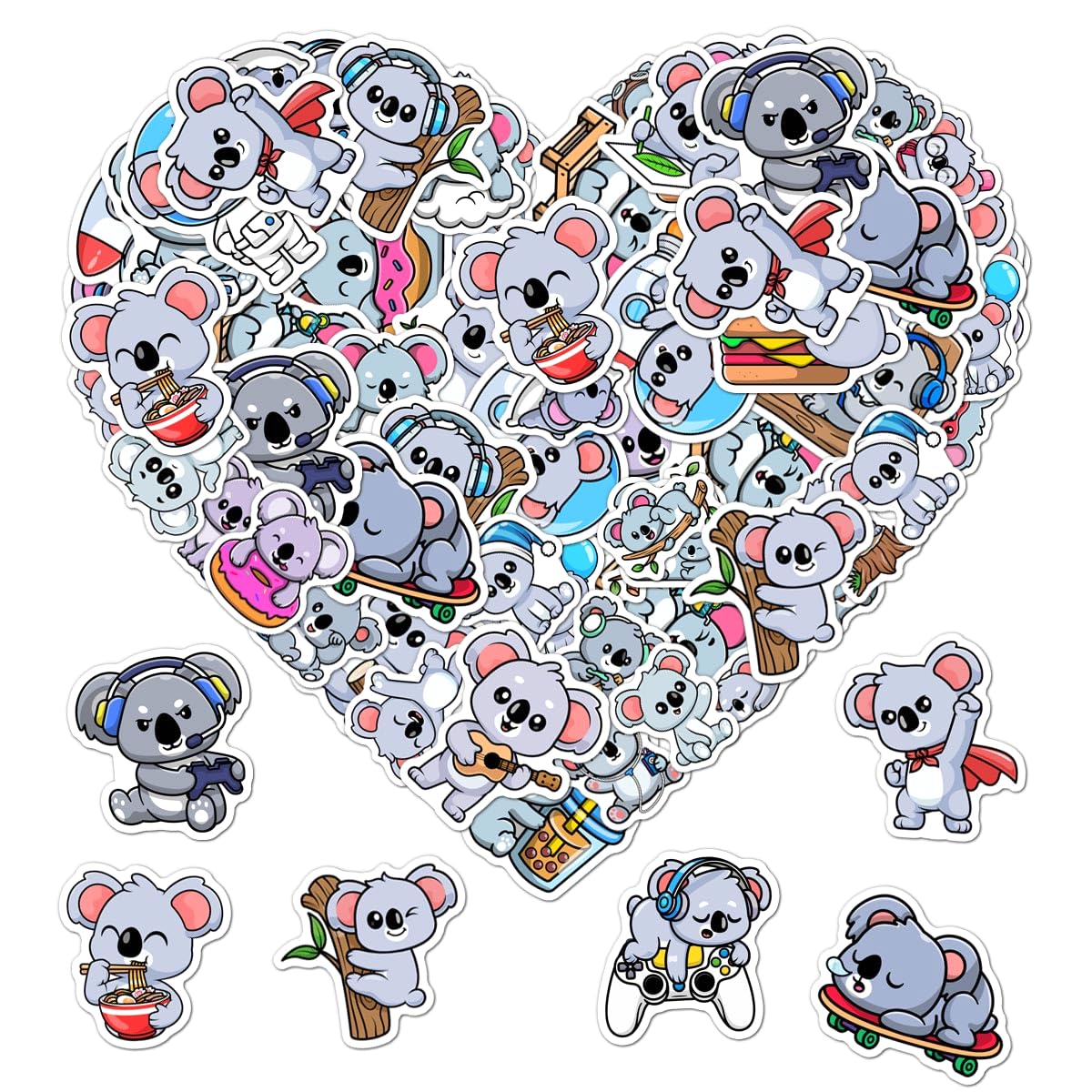 Pack 50 Pcs Cute Animal Koala Stickers for Water Bottles Waterproof Laptop Luggage Cups Computer Scrapbooking Teens Adults Girls Boys Aesthetic