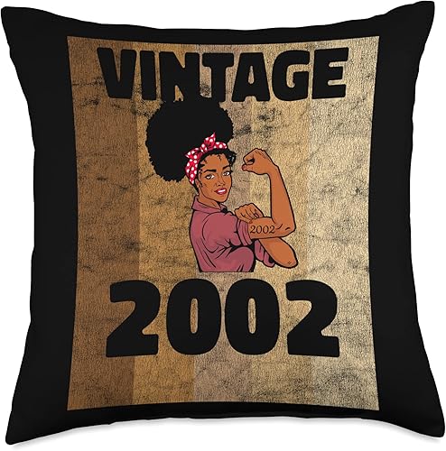 Black Pride Melanin Queen African American Gifts Vintage 2002 Limited Edition 21st Birthday Afro Girls Women Throw Pillow 18x18 Multicolor