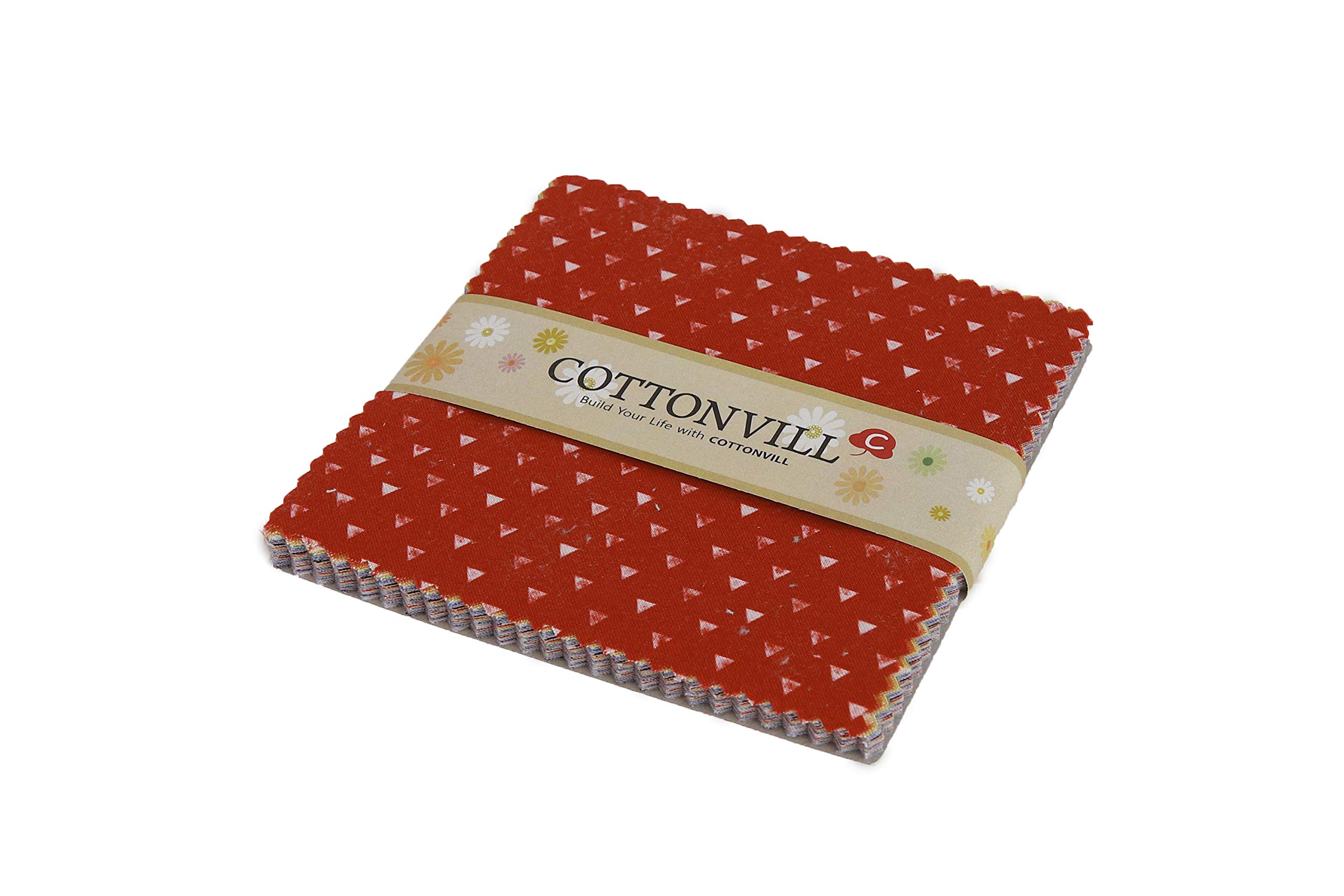 COTTONVILLEMANON Dot Circle Triangle 20COUNT Cotton Print Fabric (5inch, F-Dot Circle Triangle)