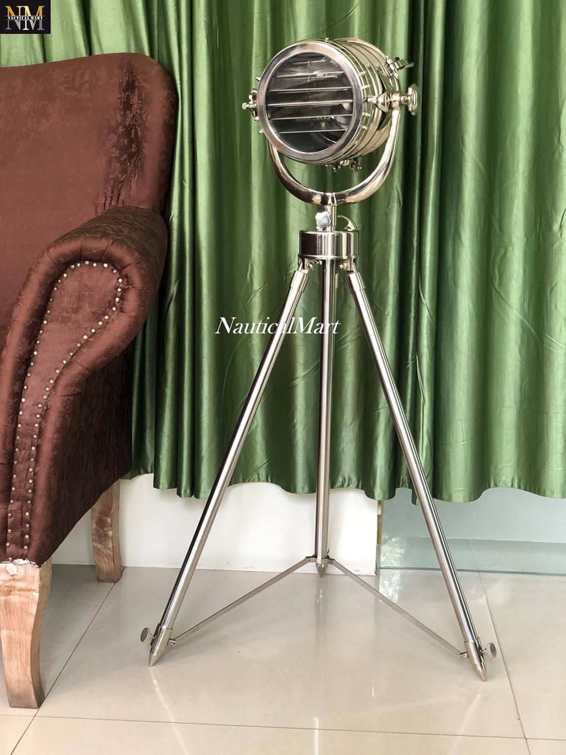 NauticalMart Vintage Design Full Chrome Big searchlight/Spotlight Floor Lamp