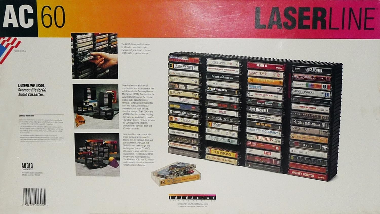 Laser Line Audio Cassette Tape Media Storage Organizer 60 Capacity