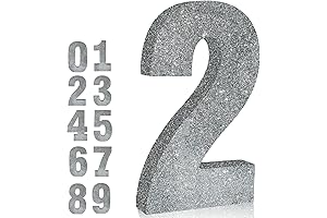 TONIFUL 8 Inch Silver Glitter Number 2 Table Centerpiece