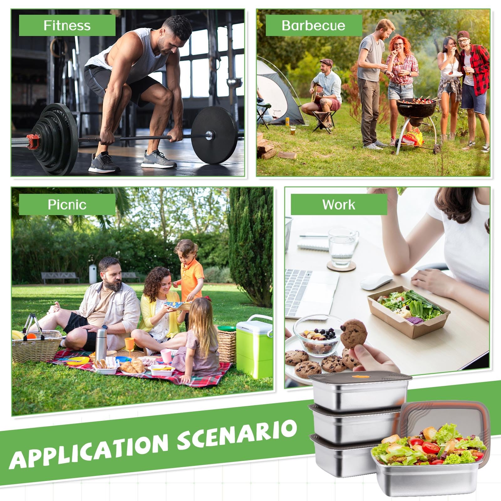 4 Stück Frischhaltedosen mit Deckel, Aufschnittbox Fresh, Meal Prep Container mit Deckel für Büro, Reisen