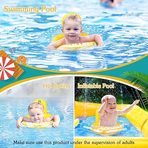 Miniatura 5 de Zooawa Flotadores de bebé para piscina flotadores de natación para bebé con asiento de seguridad entrenamiento de natación para bebés de 3 a 12 meses