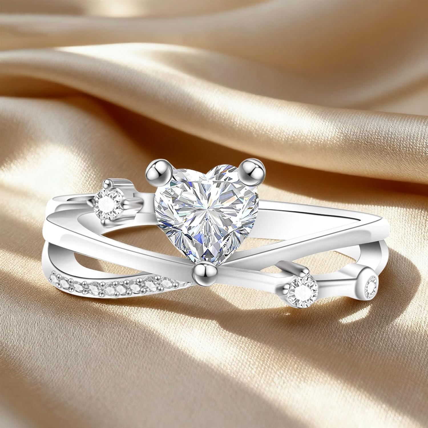 Moissanite Wedding Rings for Women 1ct D Color VVS1 925 Sterling Silver Wedding Band Lab Created Half Eternity Anniversary Rings for Her 18K White Gold Plated Size 6-8 - Image 6