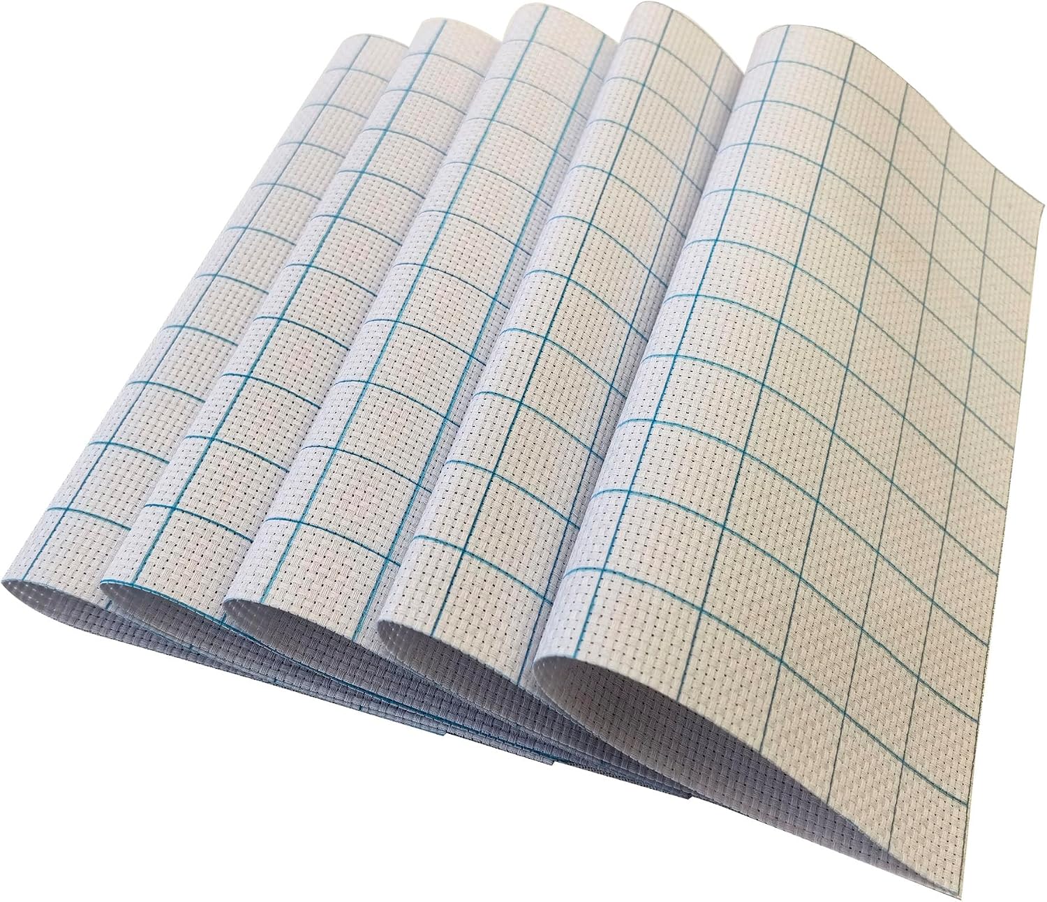 SEWCRANE 9 Count Cross Stitch Aida Cloth with Washable Grid, White, 11.8 x 11.8 Inch Squares, Pack of 5pieces