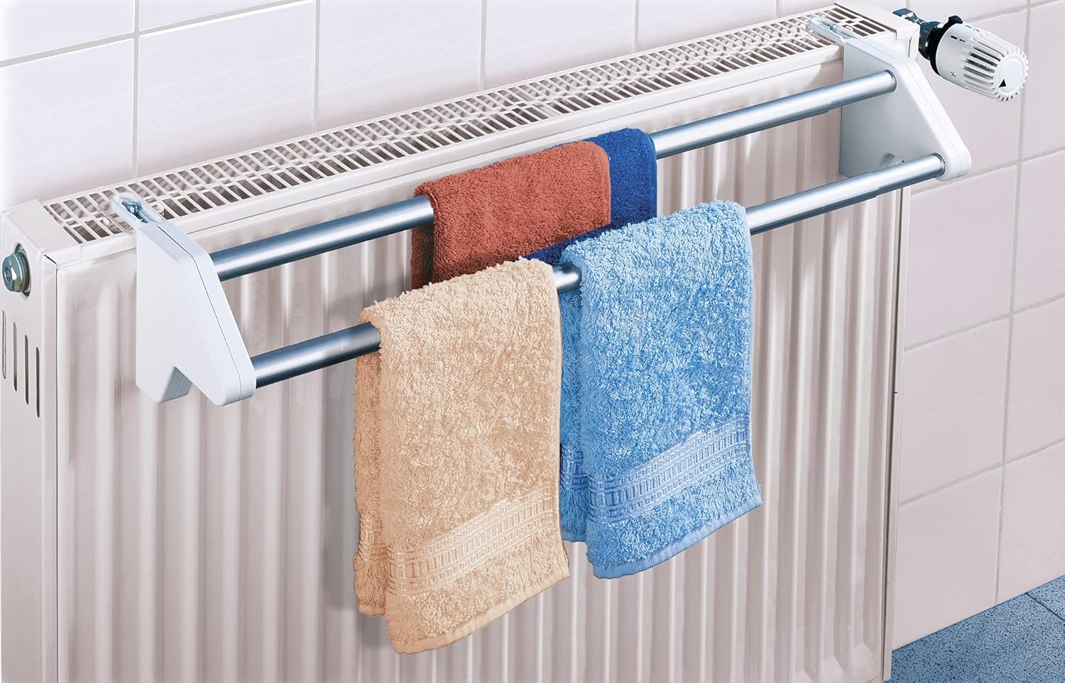 WENKO Sèche-linge pour radiateur Twin - télescopique, Aluminium, 60 x 13 x 11.5 cm, Aluminium