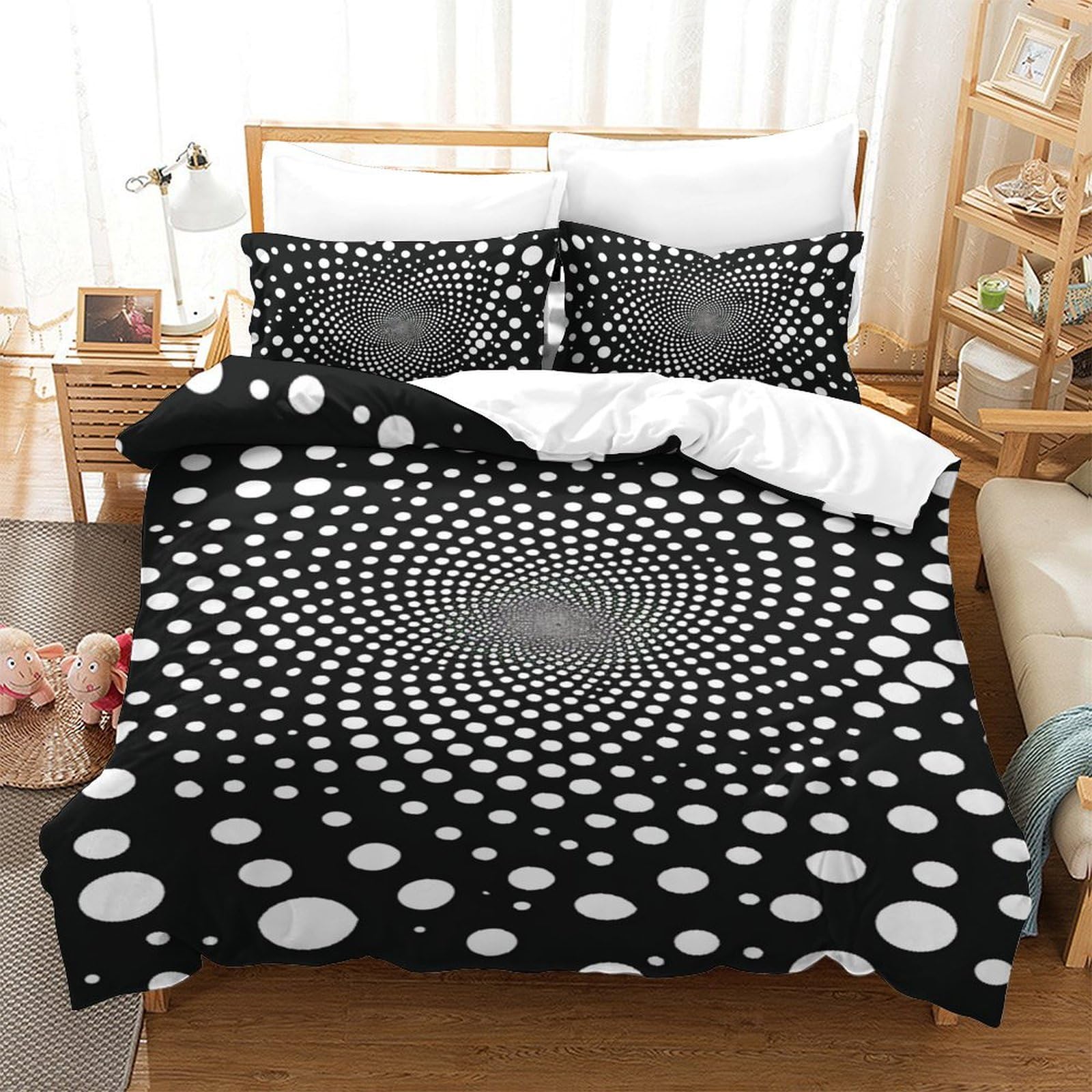 Housse de couette 140x200cm rayures 3D pour réveiller le style d'une chambre d'enfant