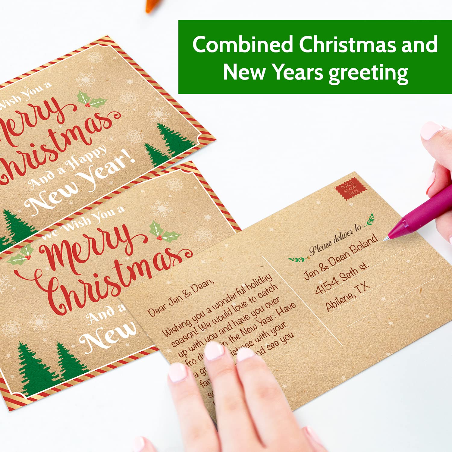 Amazon | クリスマスポストカード50枚 バルク - ヴィンテージ ハッピー