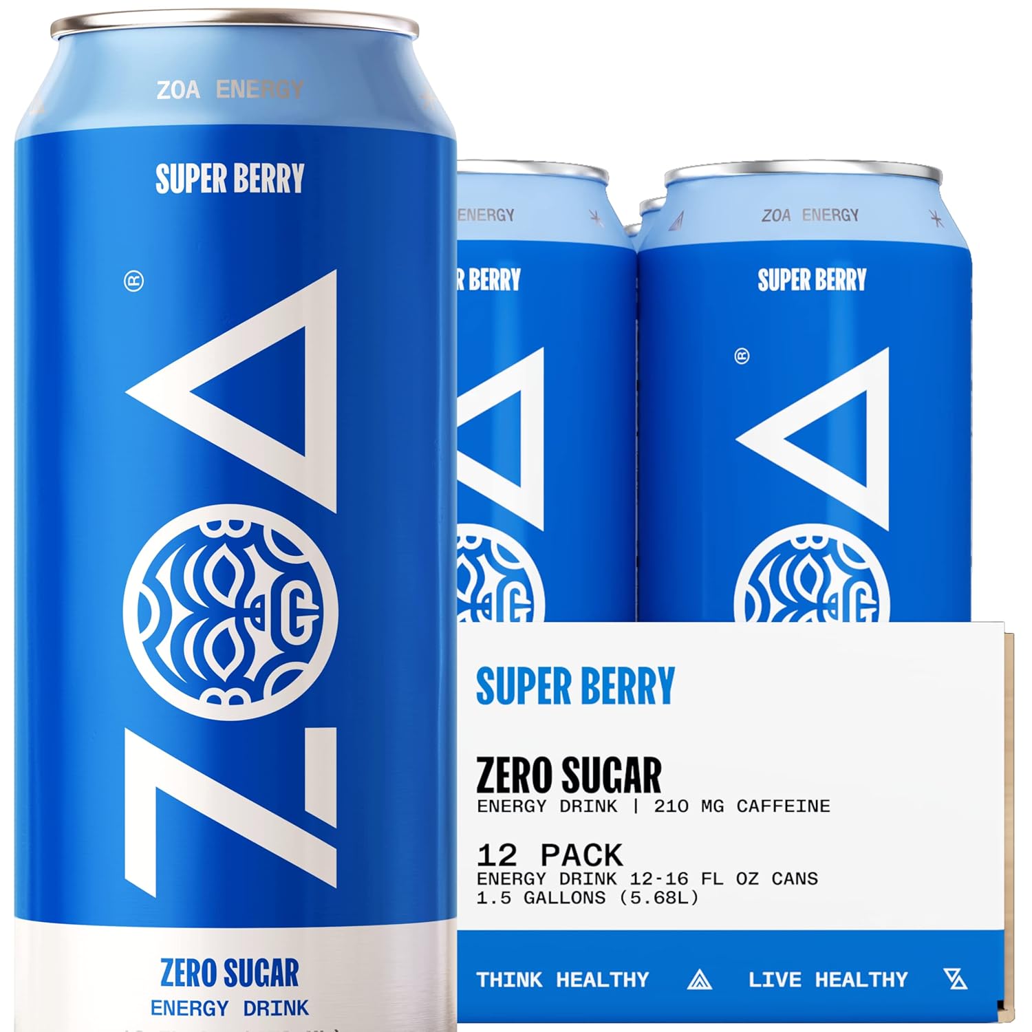 ZOA Zero Sugar Energy Drinks Super Berry Healthy