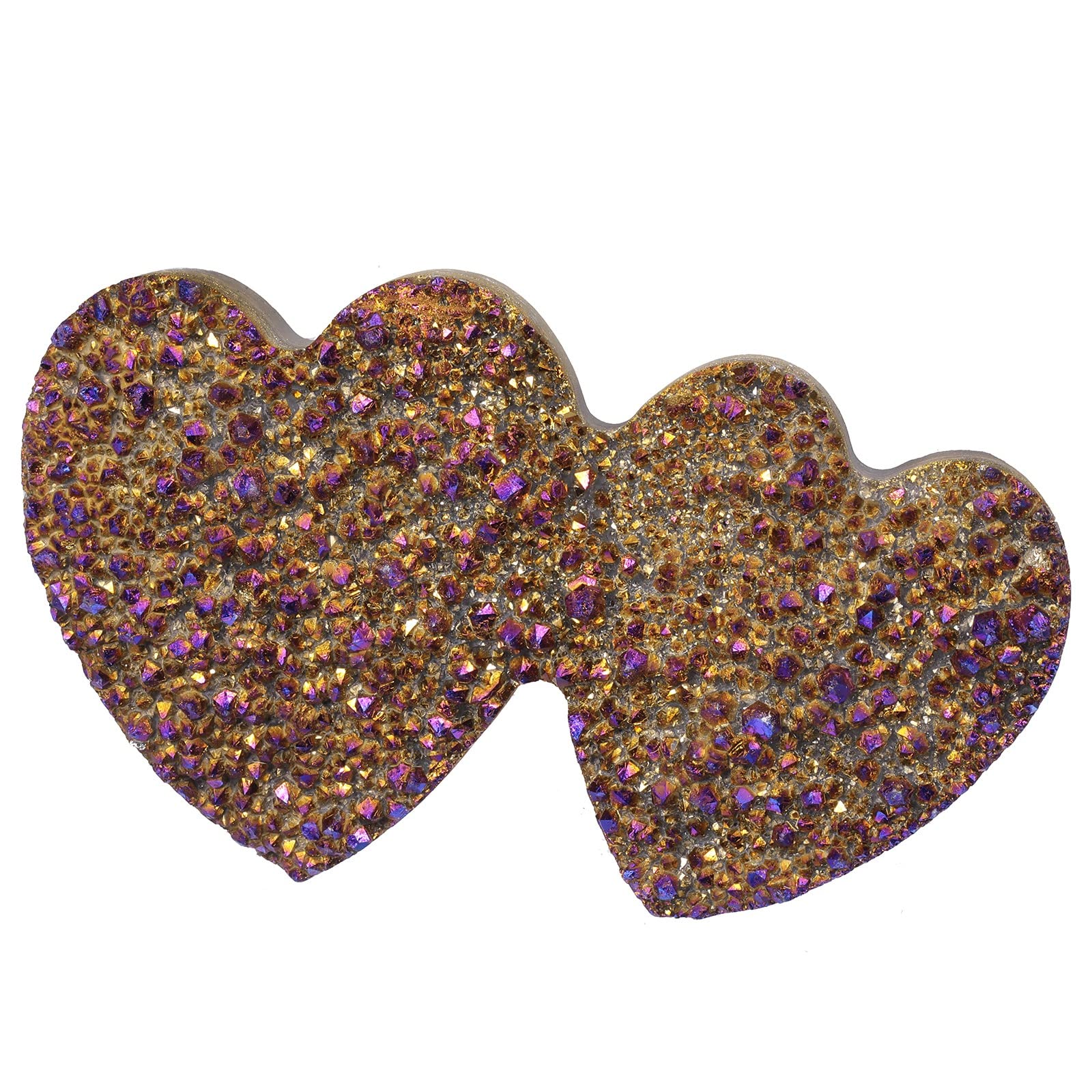 Doble corazón de piedra natural de cuarzo y titanio, regalo ornamental de hogar