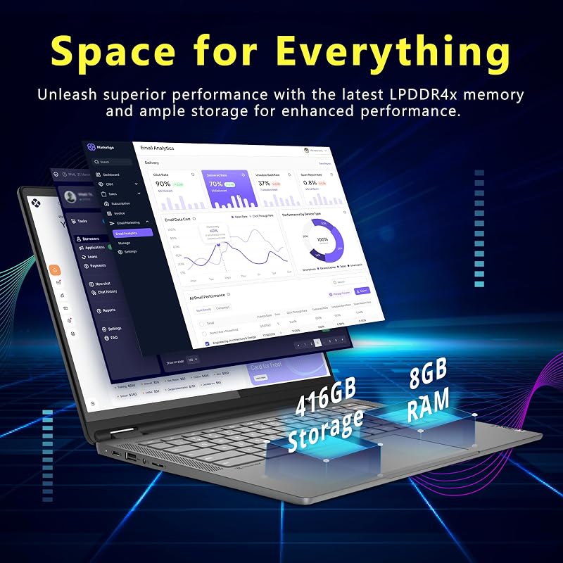 Lenovo Flex 5i Chromebook Plus 14" WUXGA Touchscreen 2-in-1 Laptop, Intel Core i5-1334U, 8GB LPDDR4x, 416GB Storage (256GB SSD&160GB Docking Station), Backlit Keyboard, FHD Camera, Chrome OS, Gray image 3