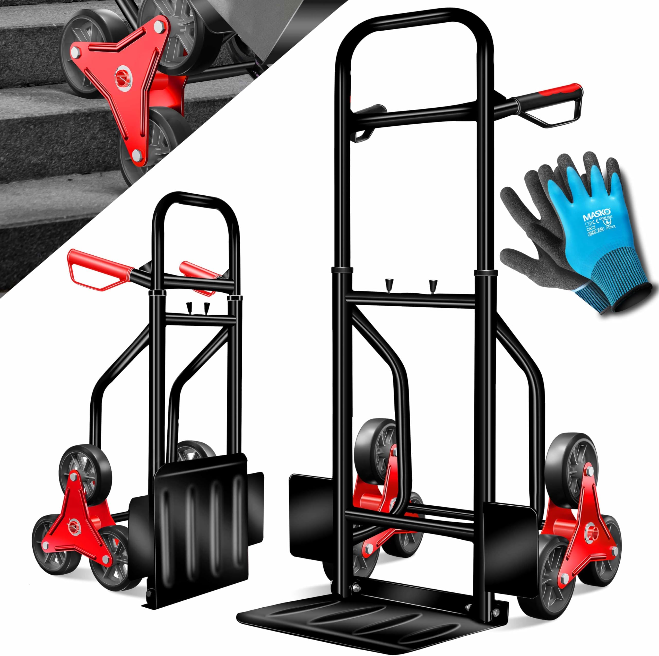 Diable d'escalier pliable - Charge maximale : 210 kg - En acier - 3 ...