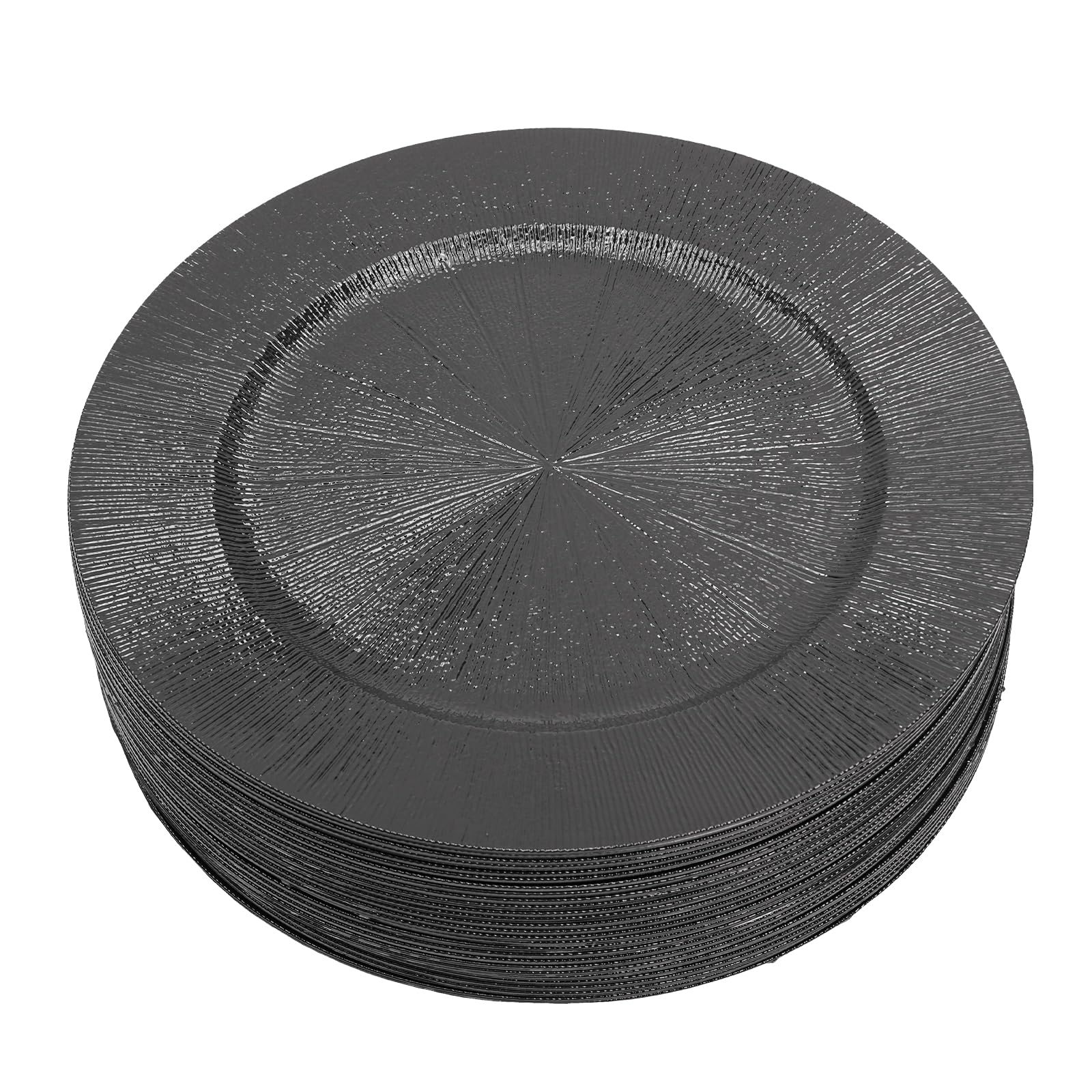 RENFANSHOP 50 PCS Round Charger Plates, Charger Plates Set, Reusable Serving Plates,12.99inche Dinner Plates for Dinner Wedding Party Event Table Setting Decoration (Black)