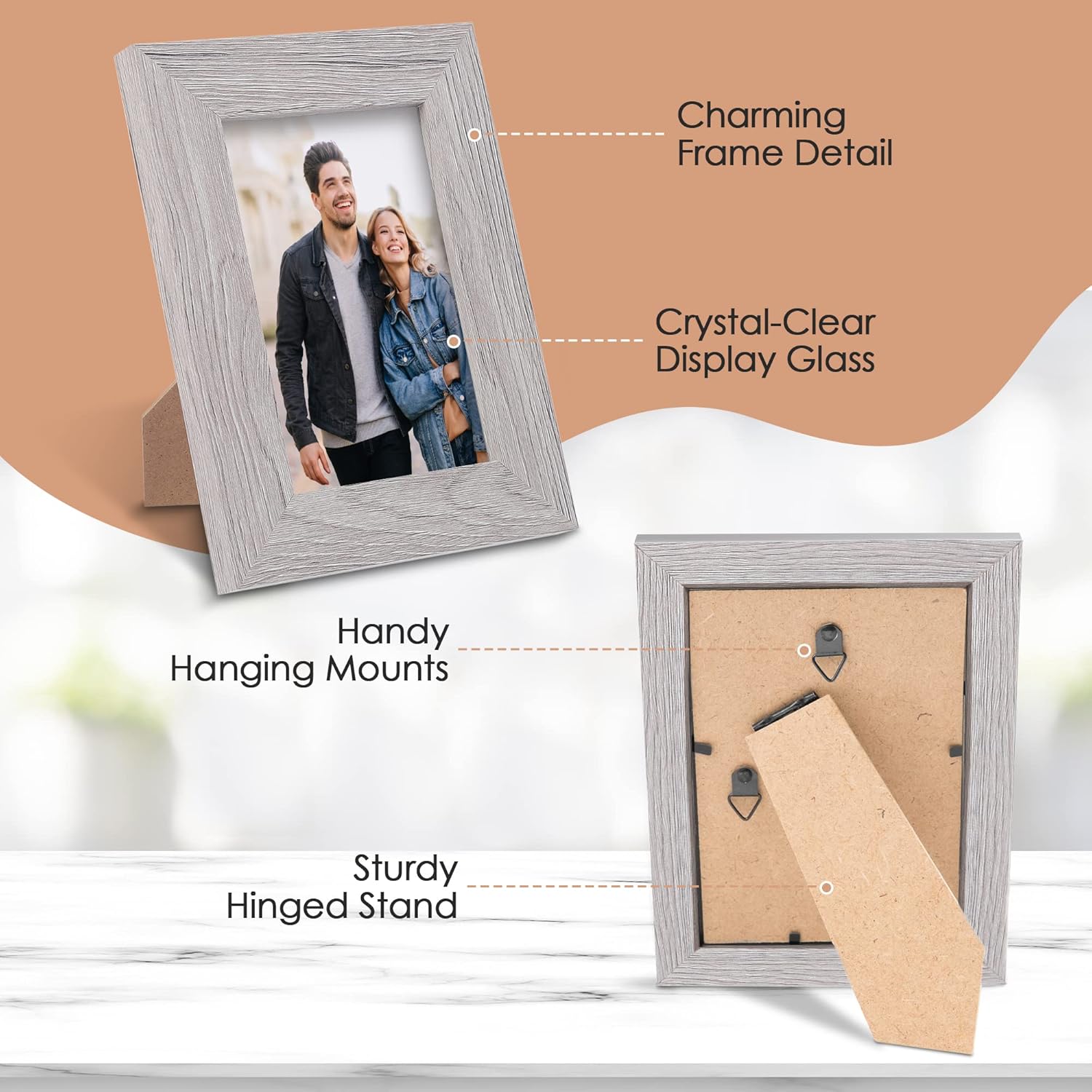 Houseables 4x6 Picture Frames Set, 12 Pack, Glass, Rustic Picture Frame, Multi Photo Kit, Gallery Wall Décor, Desk, Table Display, Horizontal or Vertical Hanging Mount, Family Mural, Collage Bundle