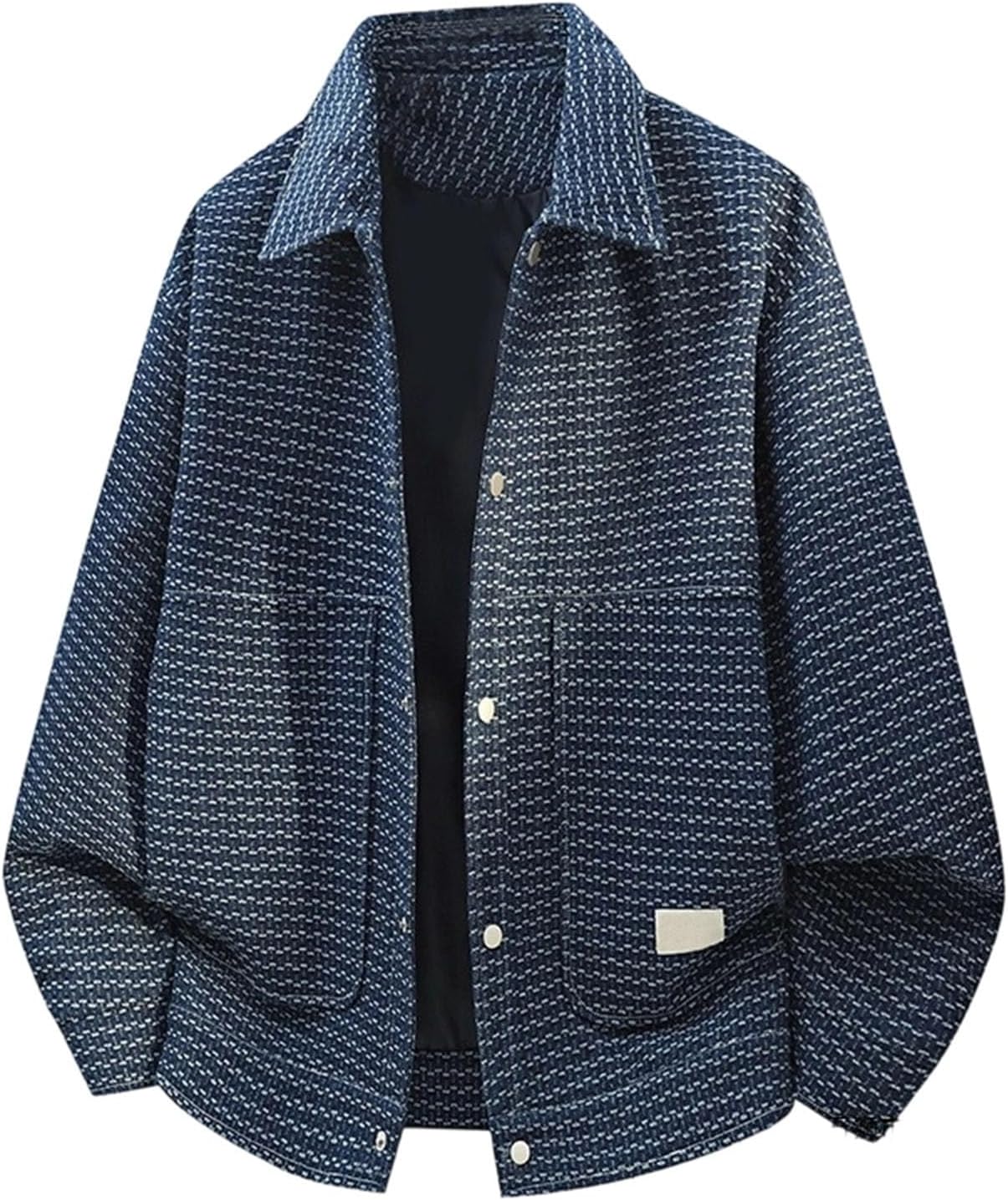 Men's Button Down Shacket, Long Sleeve, Pocket Jacket, Casual Tops