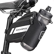 ROCKBROS Fahrradsatteltasche Fahrradtasche mit Flaschenhalter Reflektierend Fahrradsitz Tasche für MTB, Rennrad, Faltrad Schwarz ca. 1L