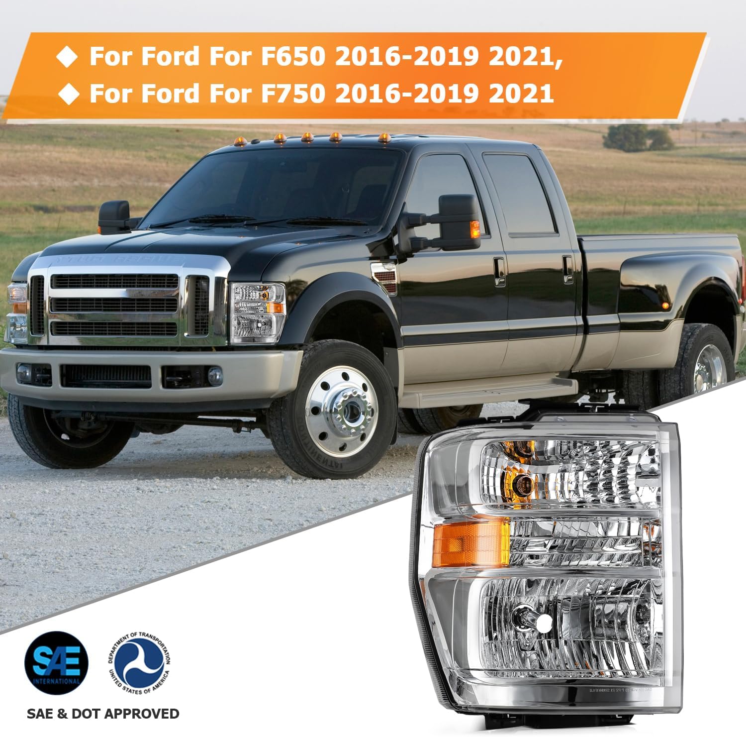 Headlight Assembly For Ford For E-150 2008-2014 For E-250 2008-2014 For E-350 2008-2019 2021 For E-450 2008-2019 2021 For F650 Passenger Side Headlamp