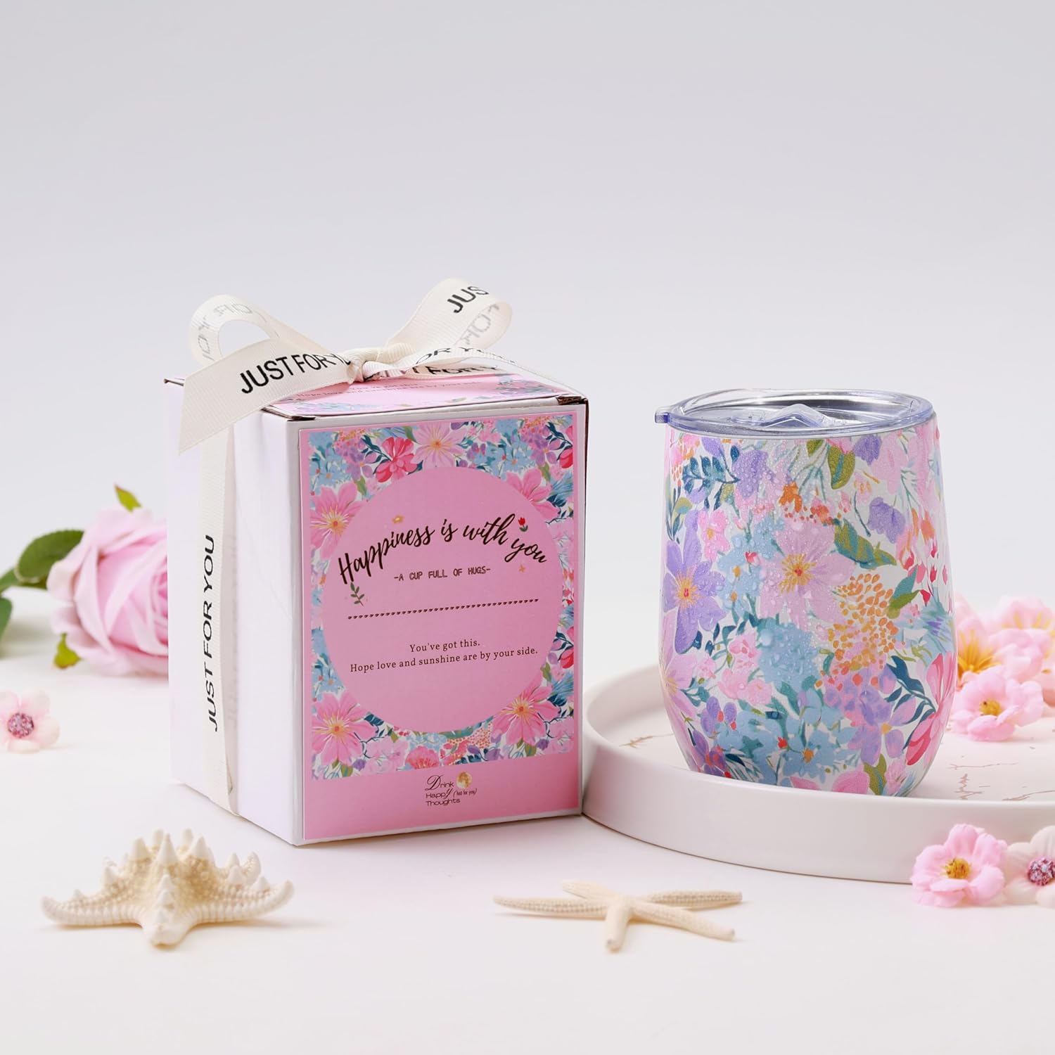 12oz Vacuum Insulated Wine Tumbler, Stainless Steel Flower Cup with Lid, Womens Birthday Friendship Christmas Gifts for Friend Coworkers Mom Teacher Sister Girlfriend Her Unique - Image 7