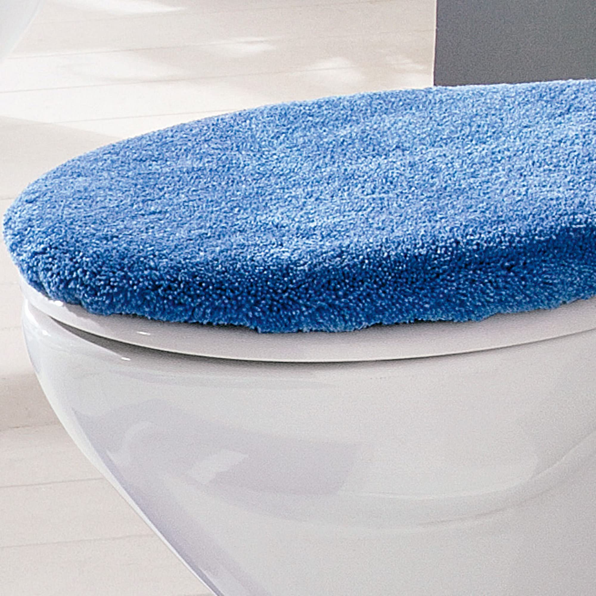 Erwin Müller WC-Deckelbezug mit Schnürung Korfu blau Größe 47x50 cm - flauschig, weich (weitere Farben)
