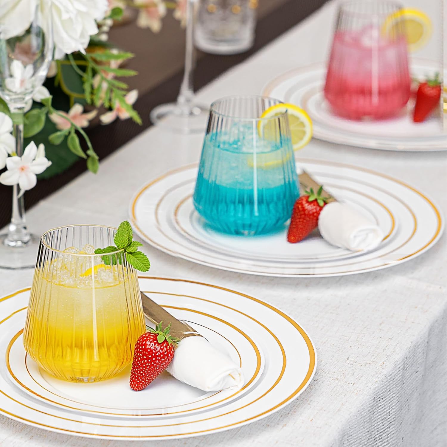 N9R 24 Count Plastic Wine Glasses Disposable 12oz - Elegant Origami Ripple Design, Shatterproof & Disposable for Whiskey, Cocktail, Champagne, Parties, Weddings, Events - Image 6