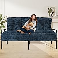 Vista 10 de Colchón futón de 8 pulgadas, tamaño matrimonial, 54 x 80 pulgadas, sofá cama con borde de diseño de cuerda trenzada, colchón futón extra grueso