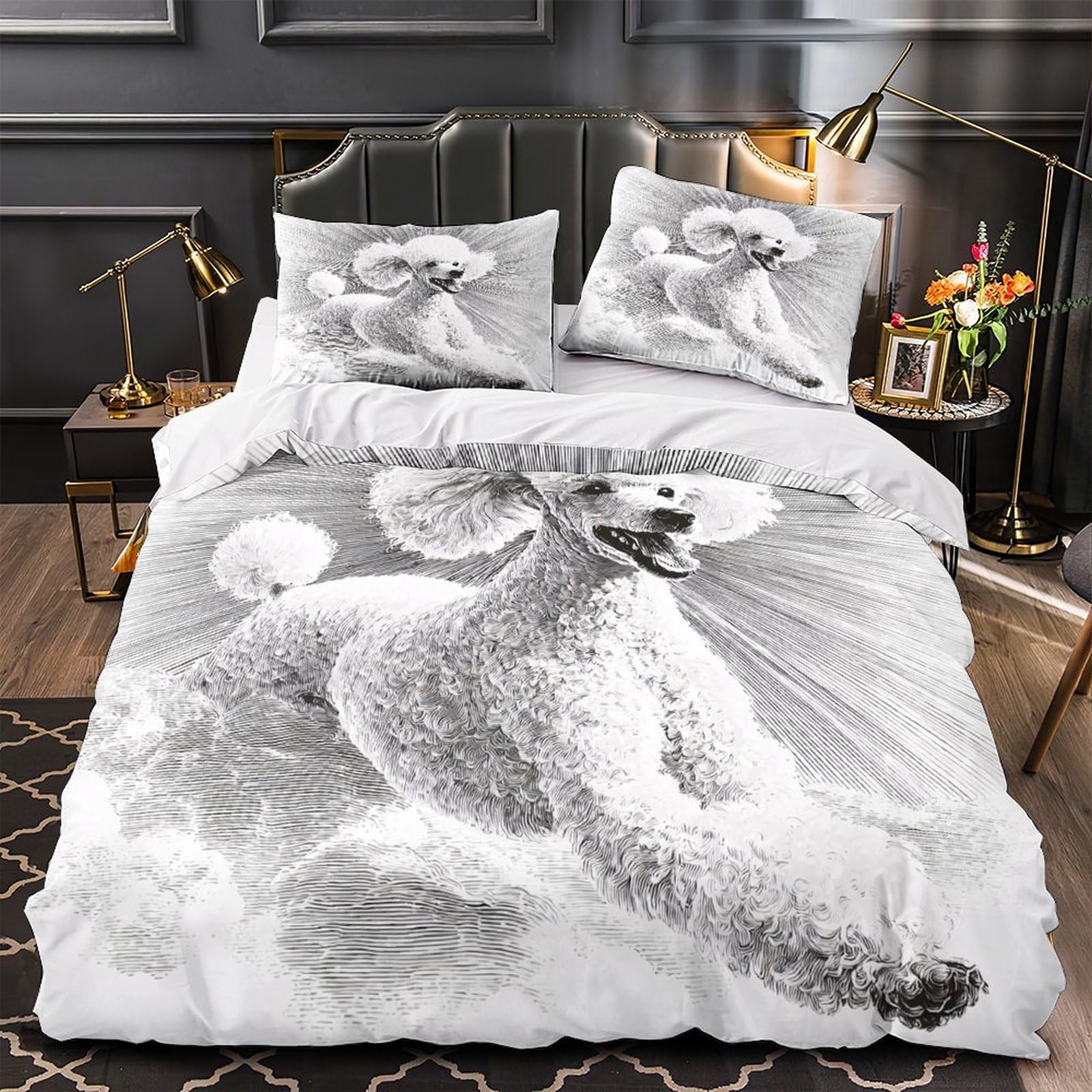 Housse de couette caniche 3D pour chambre d'ado adepte de decoration moderne et epuree