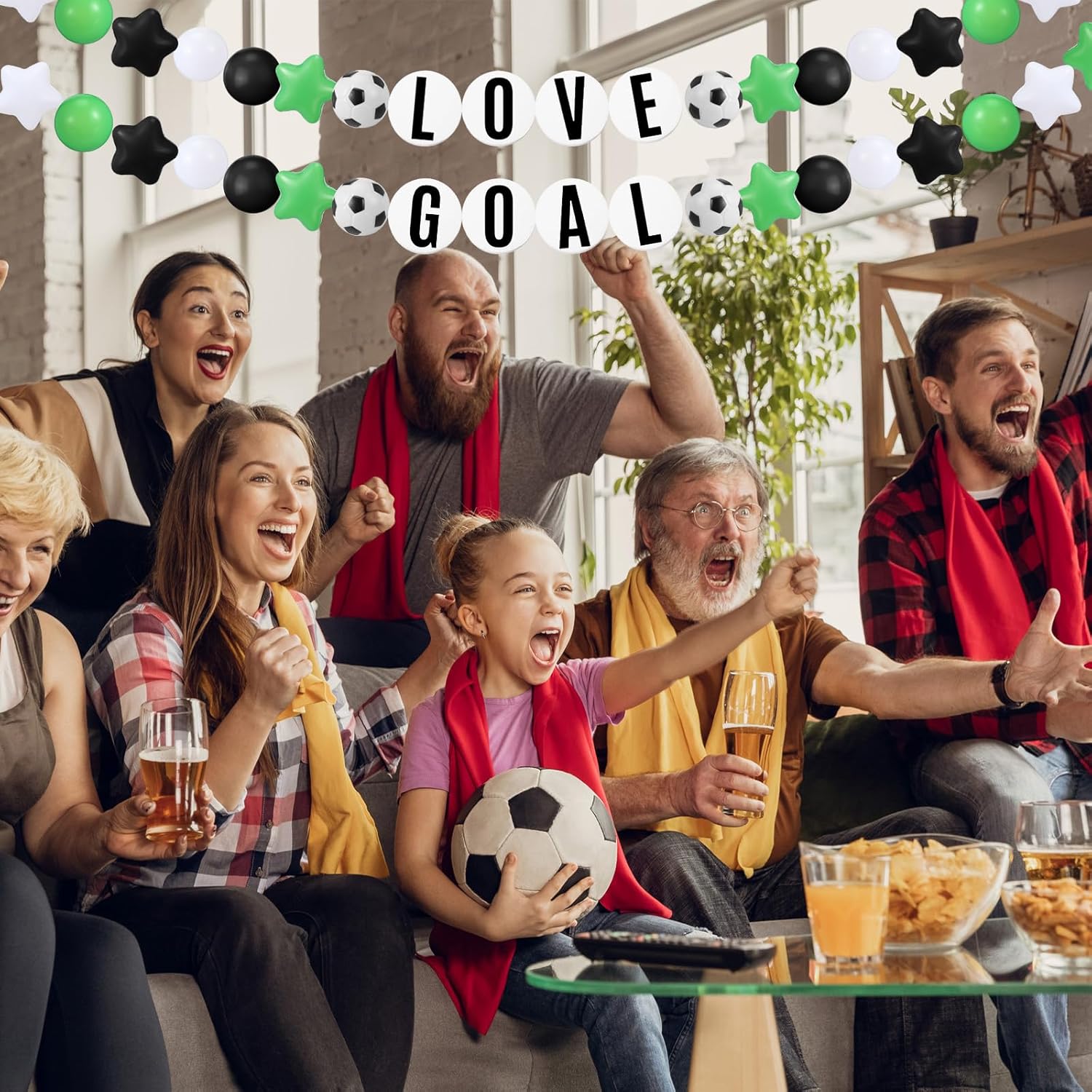 Simgoing 98 Pcs Soccer Birthday Banner Decor Jumbo DIY Friendship Bracelet Birthday Banner Kit Customizable Party Giant Garland Decoration for Soccer Sports Theme Party Decorations