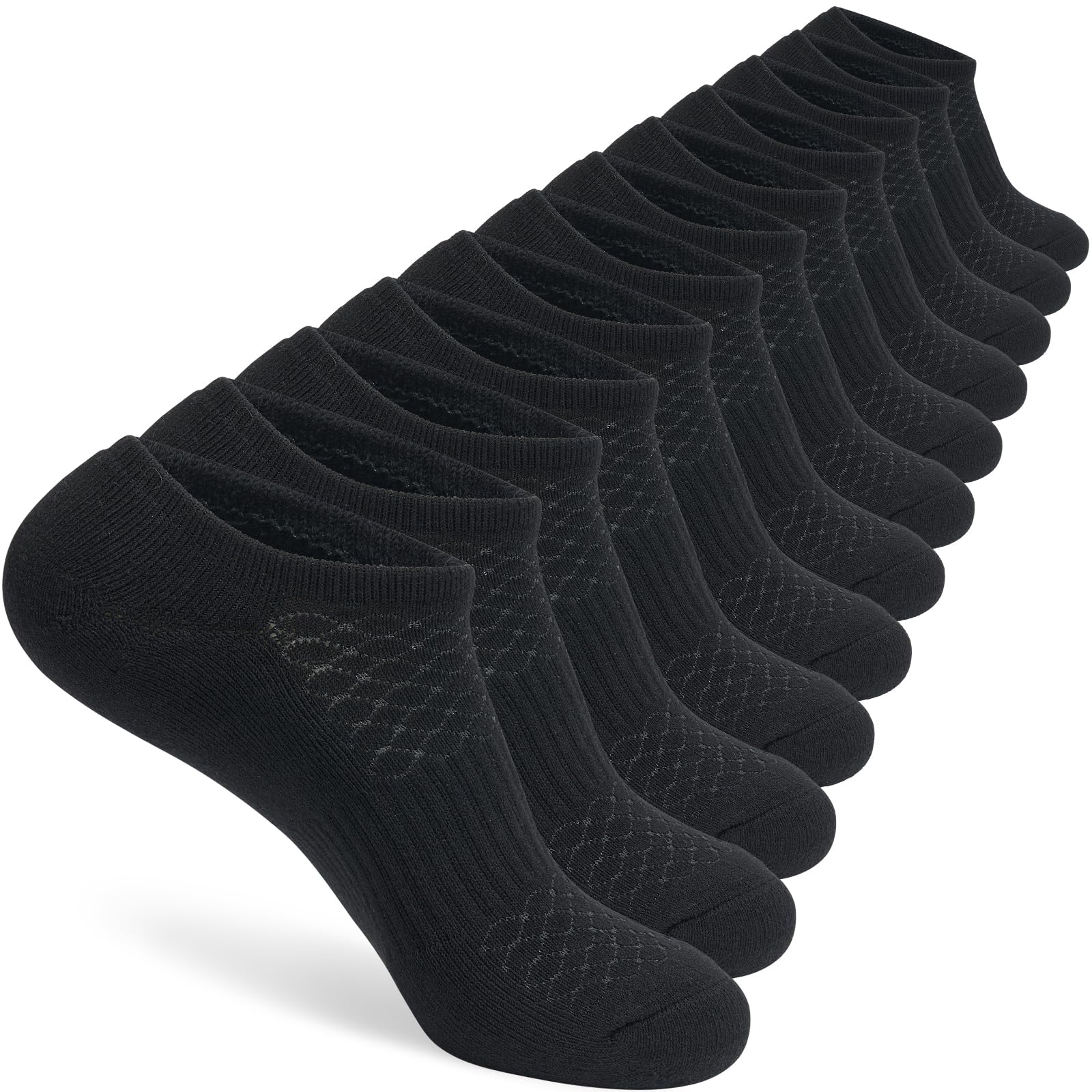 Monxiery Mens Cotton Cushioned No Show Socks, Moisture Wicking Breathable Athletic Performance Running Low Cut Socks