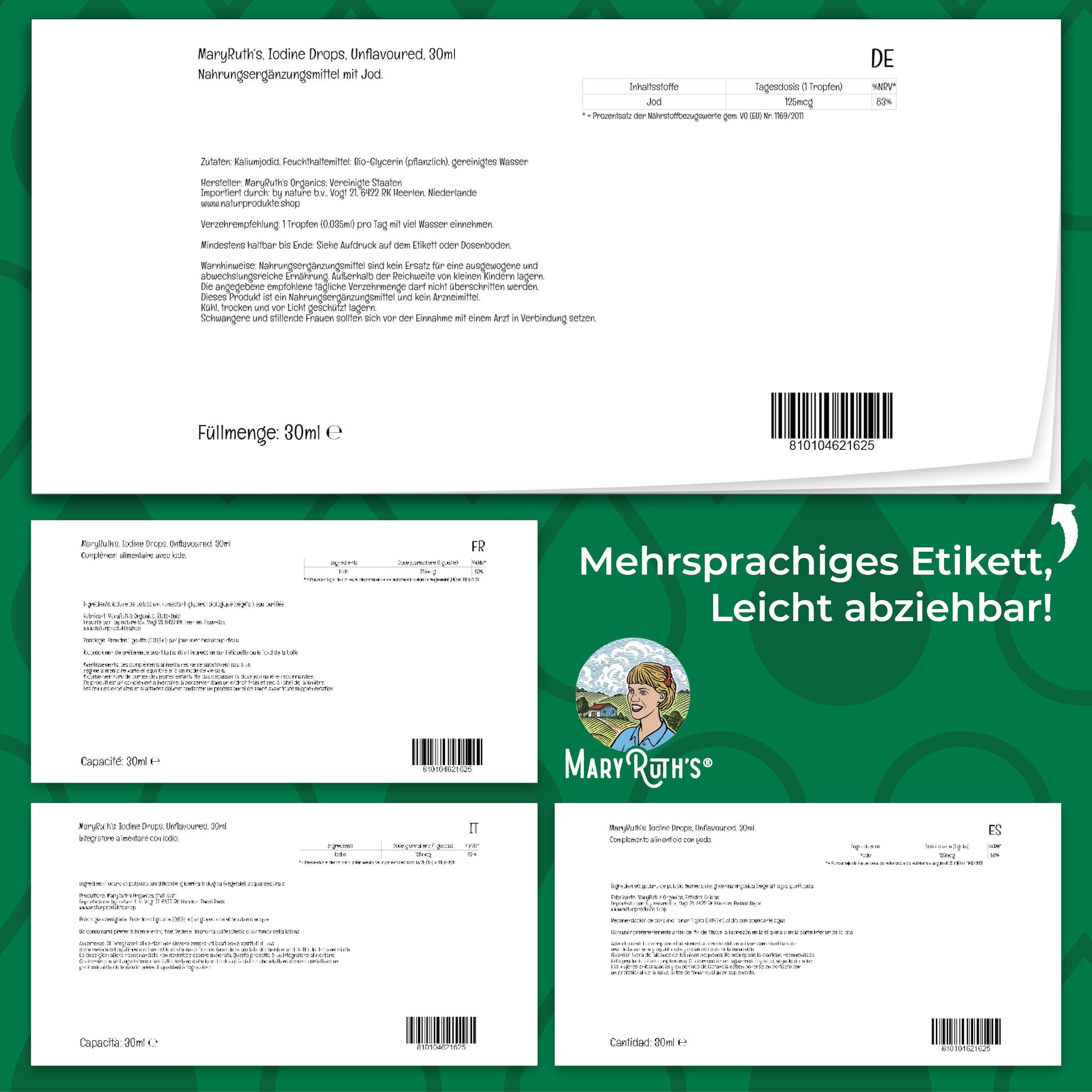 MaryRuth Organics, Iodine Drops, Jod-Tropfen, Nahrungsergänzungsmittel, 30ml, Vegan, Glutenfrei
